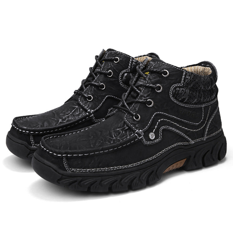 Men's shoes autumn and winter models leather shoes large size  -top shoes increase  boots trend fashion casual men's hiking shoes