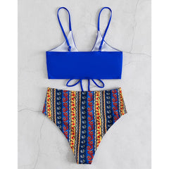 Waist  sets 2021 New Swimsuits Women Vintage Print  Two-Piece Swimwear Female Summer Beach Bikinis Swim Bathing Suits