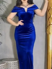 Sweet blue velvet suspender dress