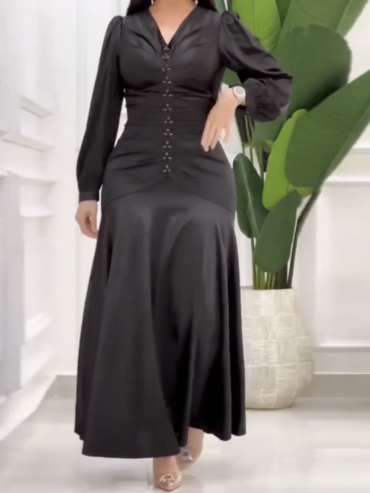 Elegant sheath wrap satin dress