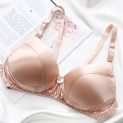 حمالة صدر نسائية من الحرير بدون حلقة فولاذية جديدة بلون واحد مجمعة ملابس داخلية مغلقة حمالة صدر نسائية بدون خياطة ملابس داخلية حمالة صدر قابلة للتنفس 