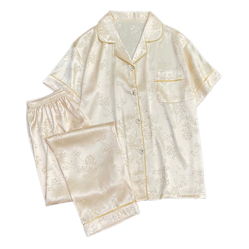 Light  and  -value exquisite jacquard short-sleeved trousers home clothes  silk pajamas set