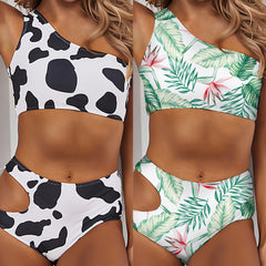Outer single swimsuit sexy high waist multi-color printing European and American bikini ladies split swimsuit bikini