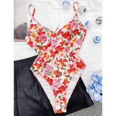 Sexy Printed One Piece Swimsuits Women Underwire Bikinis Bathing Suits 2022 New V Neck Swimming Beachwear Female Bather Swimwear