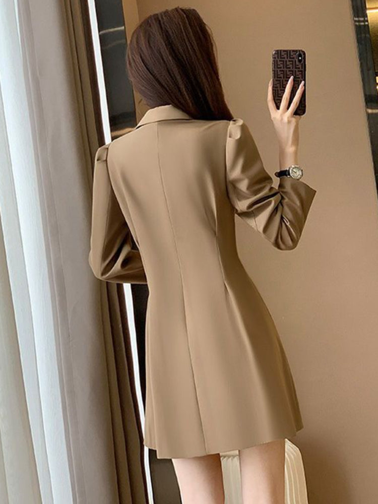 Office women's long-sleeved dress ladies young elegant fashion slit autumn new simple fashion high waist Korean version all collocations 4.21