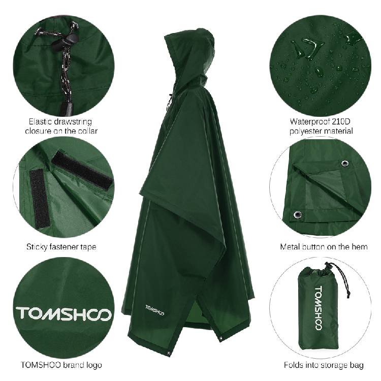 3In1 Raincoat Men Backpack Waterproof Rain Coat With Hood Hiking Cycling Rainwear Poncho Outdoor Camping Tent Mat Raincoat bike