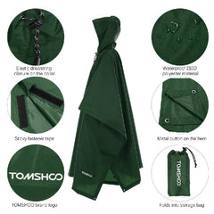 3In1 Raincoat Men Backpack Waterproof Rain Coat With Hood Hiking Cycling Rainwear Poncho Outdoor Camping Tent Mat Raincoat bike