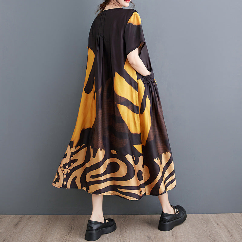 Plus-size women's clothing 2023 summer new fashion fat MM dress Korean version   mid-length skirt