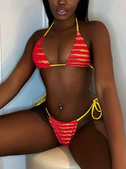 Red split spot solid color one size swimsuit