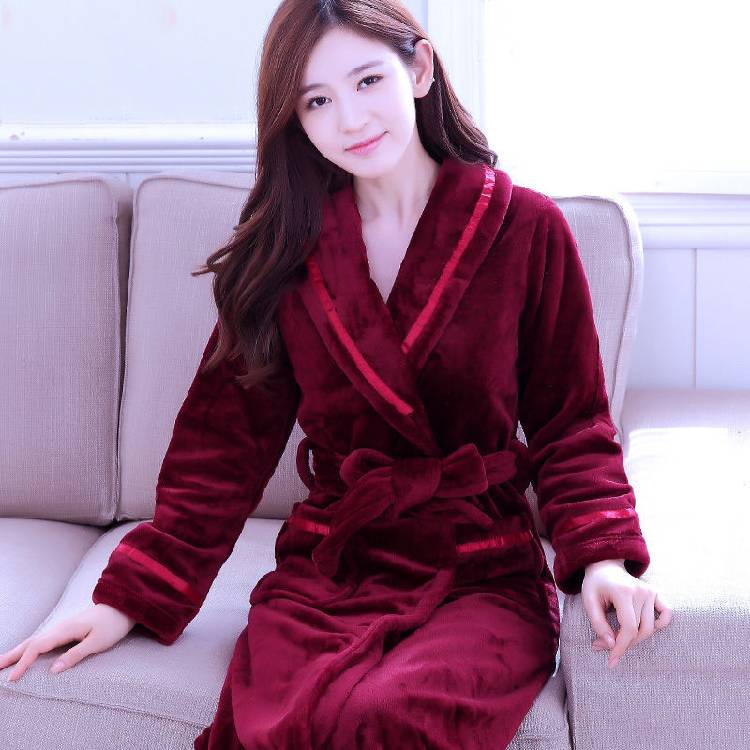 Robes Women Winter Flannel Bathrobe Thicken Lace up Coral Fleece Sleepwear Womens Elegant Striped Warm Korean Style Homewear New