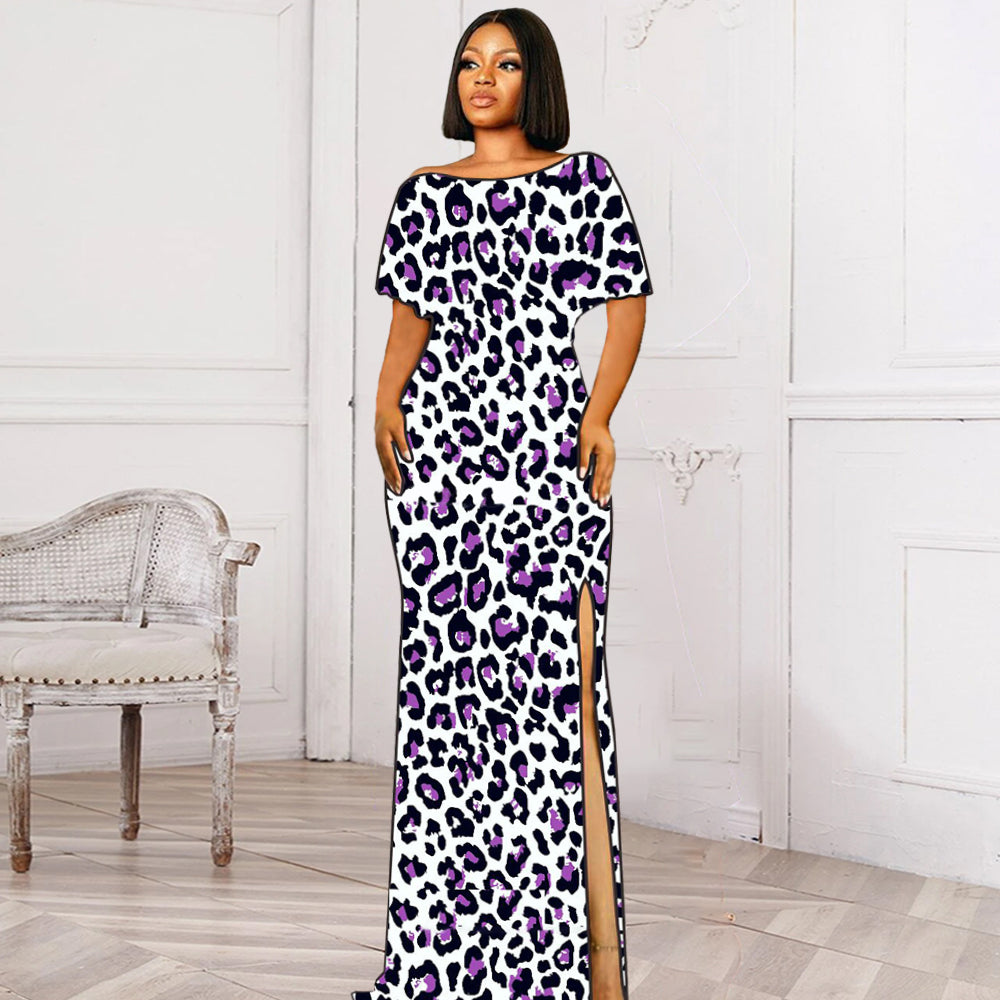 Mulheres vestidos de leopardo bodycon plissado impressão fenda o pescoço manga curta cintura alta cocktail festa à noite outfits formatura vestido lon