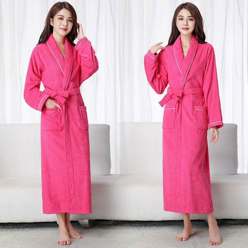 Cotton Waffle Bathrobes Men And Women Couples Absorbent Bathrobes Hotel Nightgown Bathrobe Lounge Negligee Sleepwear Plus Size  Bathrobe