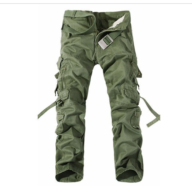 Multi pocket  casual pants military pants  straight multi pocket pants military streamer  pants men's trousers