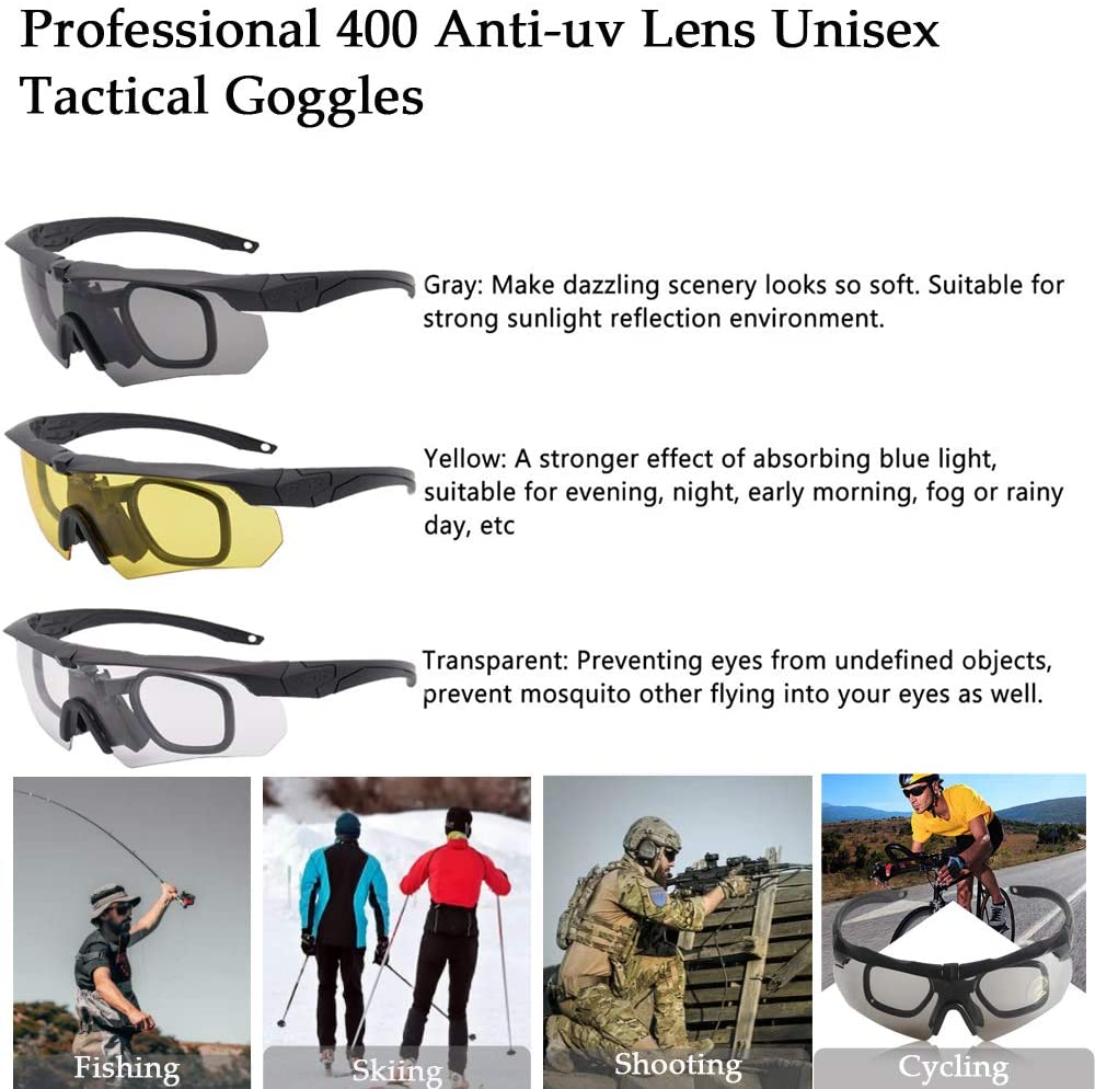 Military Bulletproof Glasses Outdoor Tactical Goggles Shooting Cs Riding Mountaineering  Three Sets Of Lenses