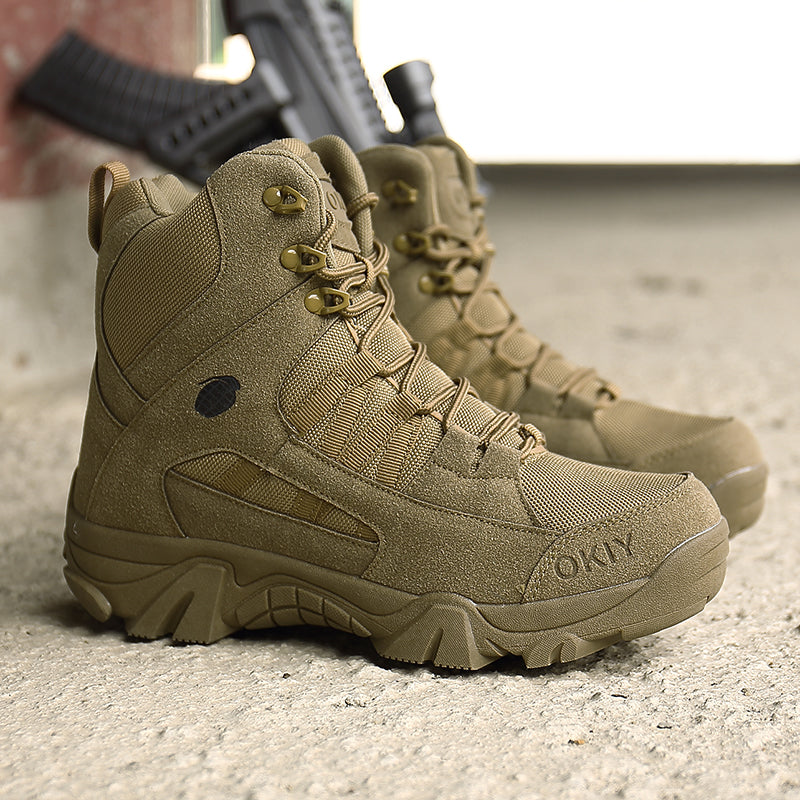 Large Boots Men's special forces Tactical Military Boots Men's outdoor waterproof mountaineering shoes antiskid  top desert boots  boots
