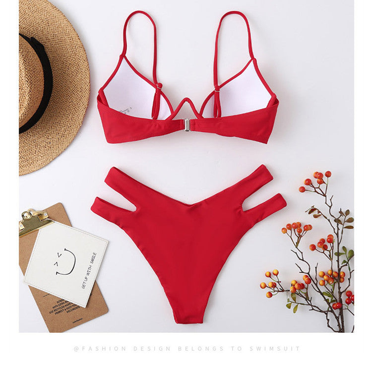 Womens bikini, red bikini for women, cupshe, triangle bikini top