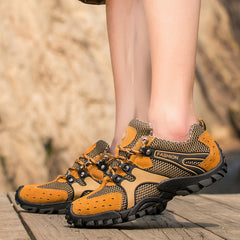 Summer men's shoes pedal outdoor sports and leisure leather shoes summer men's hiking breathable hollow mesh shoes