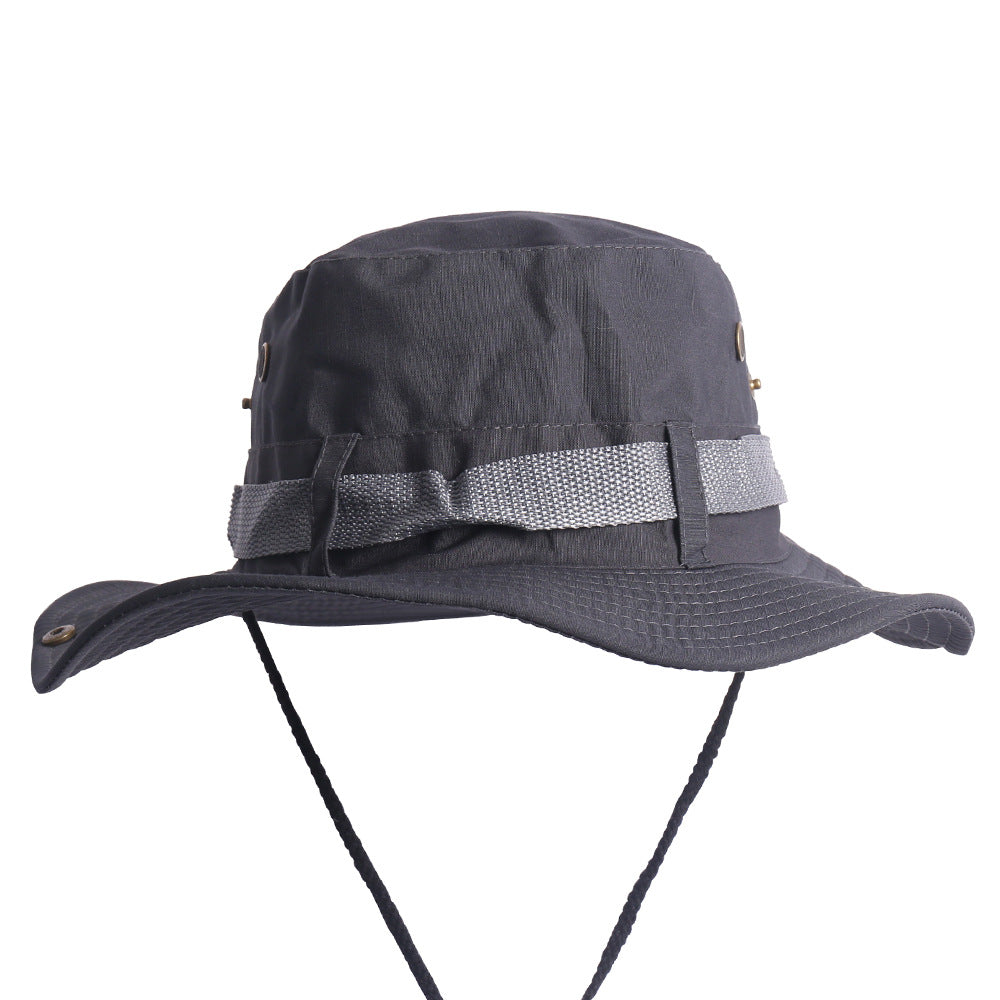 summer Men Bucket Hat outdoor sport Hunting Hiking Fishing Sun Protector Fisherman Cap Retro solid color Panama Bucket Hat sun hat Mountaineering hat