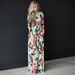 AECU Women Summer Long Dress Floral Print Boho Beach Dress Tunic Maxi Dress Women Sundress Vestidos De Festa XXXL 2021
