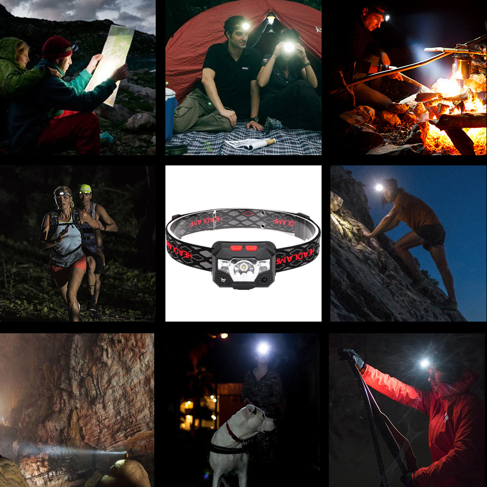 Outdoor LED mini sensor headlights illuminators USB rechargeable strong headlights waved sensor lights night fishing lights