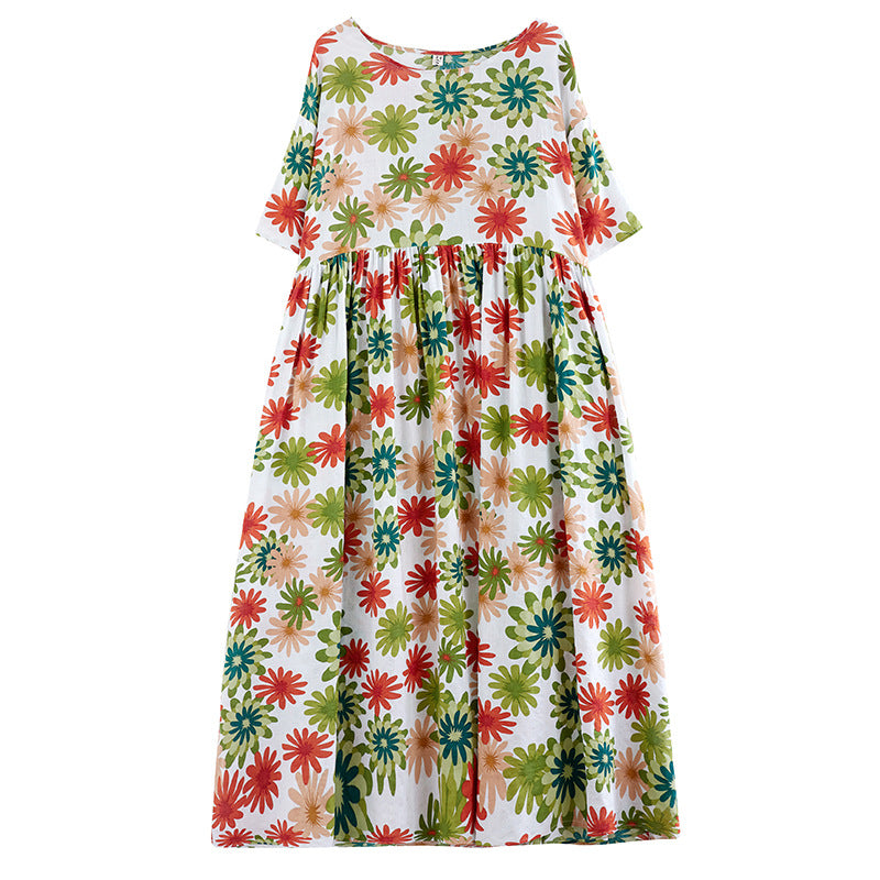 Garden style floral dress 150 pounds 180 pounds fat mm large size women  temperament long skirt