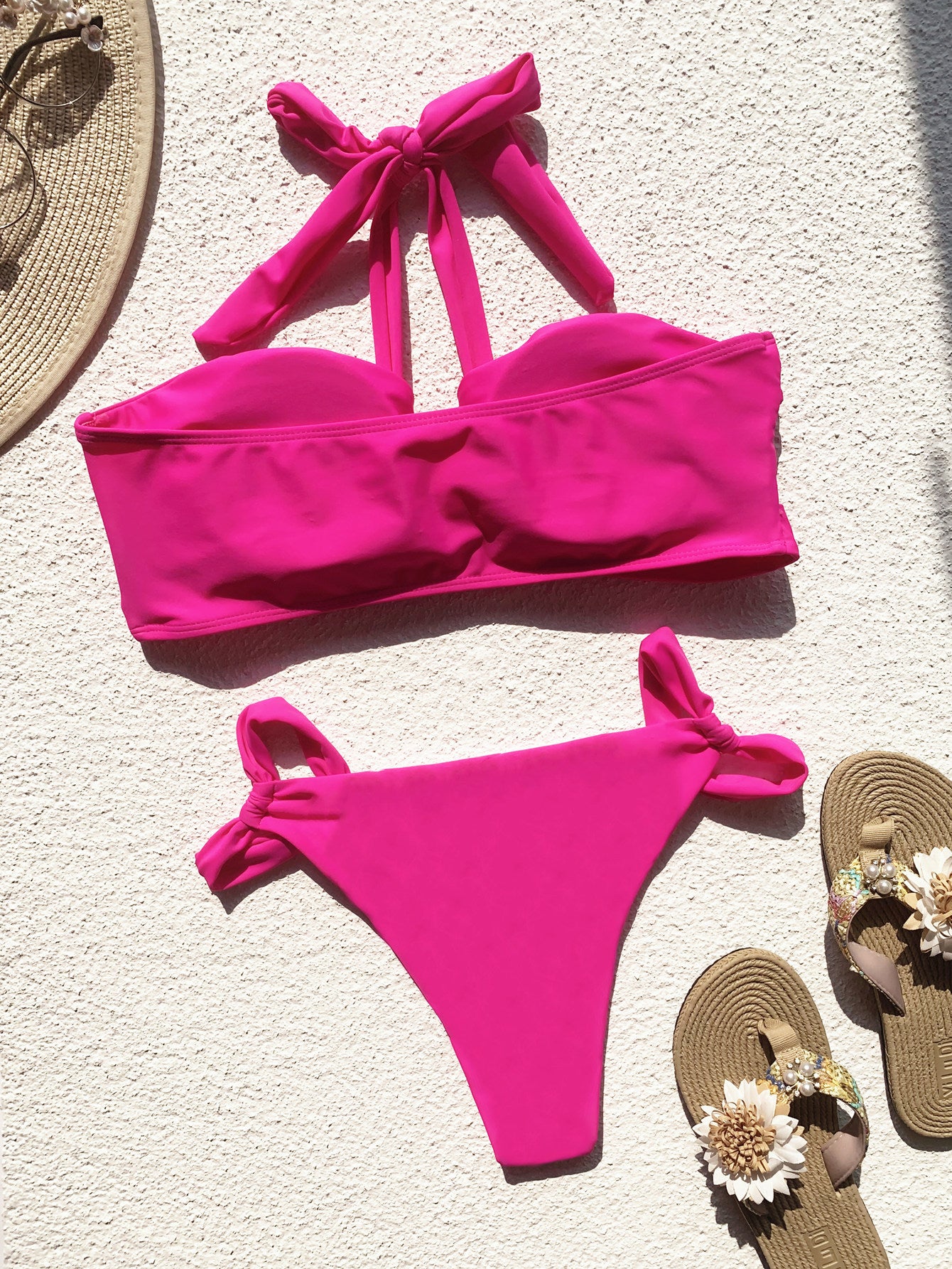 Chan double new bikini solid color swimsuit European and American stitching swimsuit female sexy swimsuit strap bikini