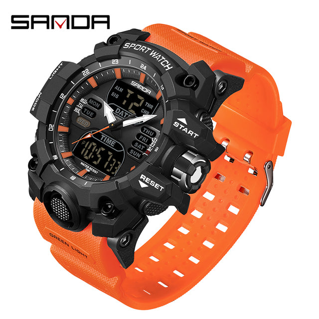 SANDA 6126   Men Watches 50M Waterproof Sports Military Watch Digital  Wristwatch