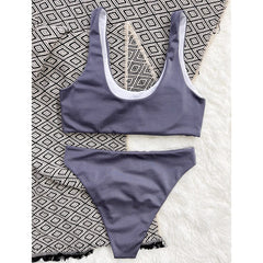 New Grey Bikinis Swimsuits Women's Two Piece Swimwear 2022 Summer Beach Swimming  Sets Push Up Female Sports Bathing Suits