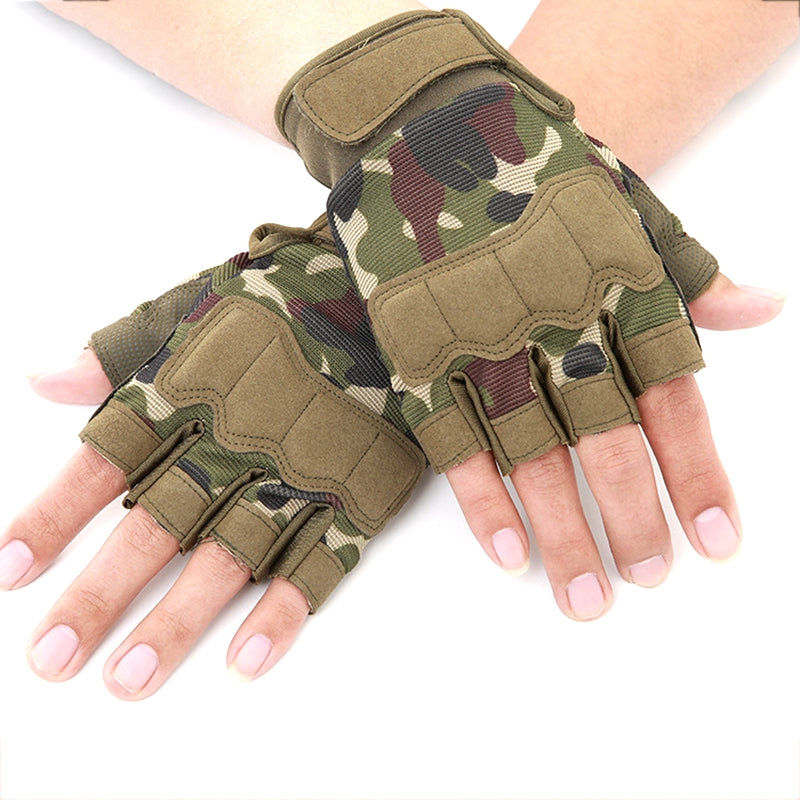 Outdoor tactical gloves army military camouflage anti-skid hunting shooting hiking riding mountaineering riding half-finger gloves
