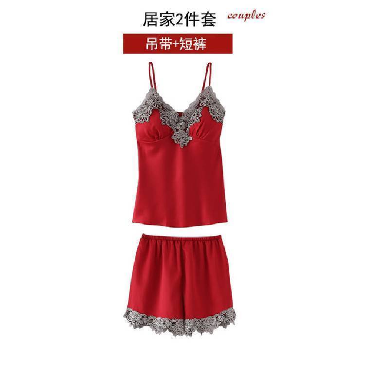 Women's 5 Pieces Pajamas Sets Silk Robe Sleep Suit Lace Satin Nightgown Neck Cami Nighties Wear Pijama Home Nightdress