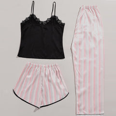 Women's fashion  silk striped loungewear set