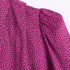 Women Sexy Deep V Neck Mini Dresses Vintage Dot Printed Long Sleeve Party Dresses Female Chic Pleated Bodycon Dresses