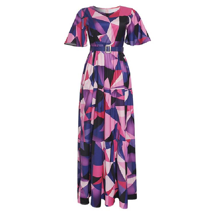 MD 2021 فستان نسائي للربيع والصيف طباعة أفريقية بوهو فساتين طويلة أنيقة قصيرة الأكمام الشيفون رداء رداء حفلات ملابس سيدة 