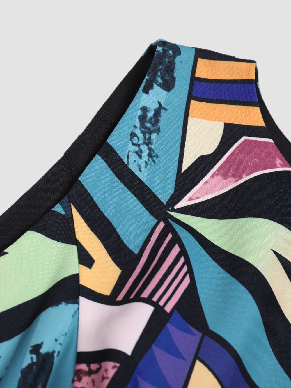 Multicolored Geometric Print Sleeveless Dress