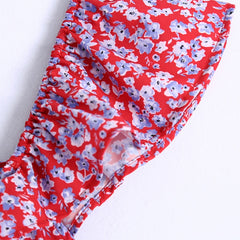 فستان صيفي نسائي بوهو مطبوع عليه زهور بحزام سباغيتي فستان طويل مكشكش فستان صيفي طويل للسيدات بدون أكمام للحفلات 