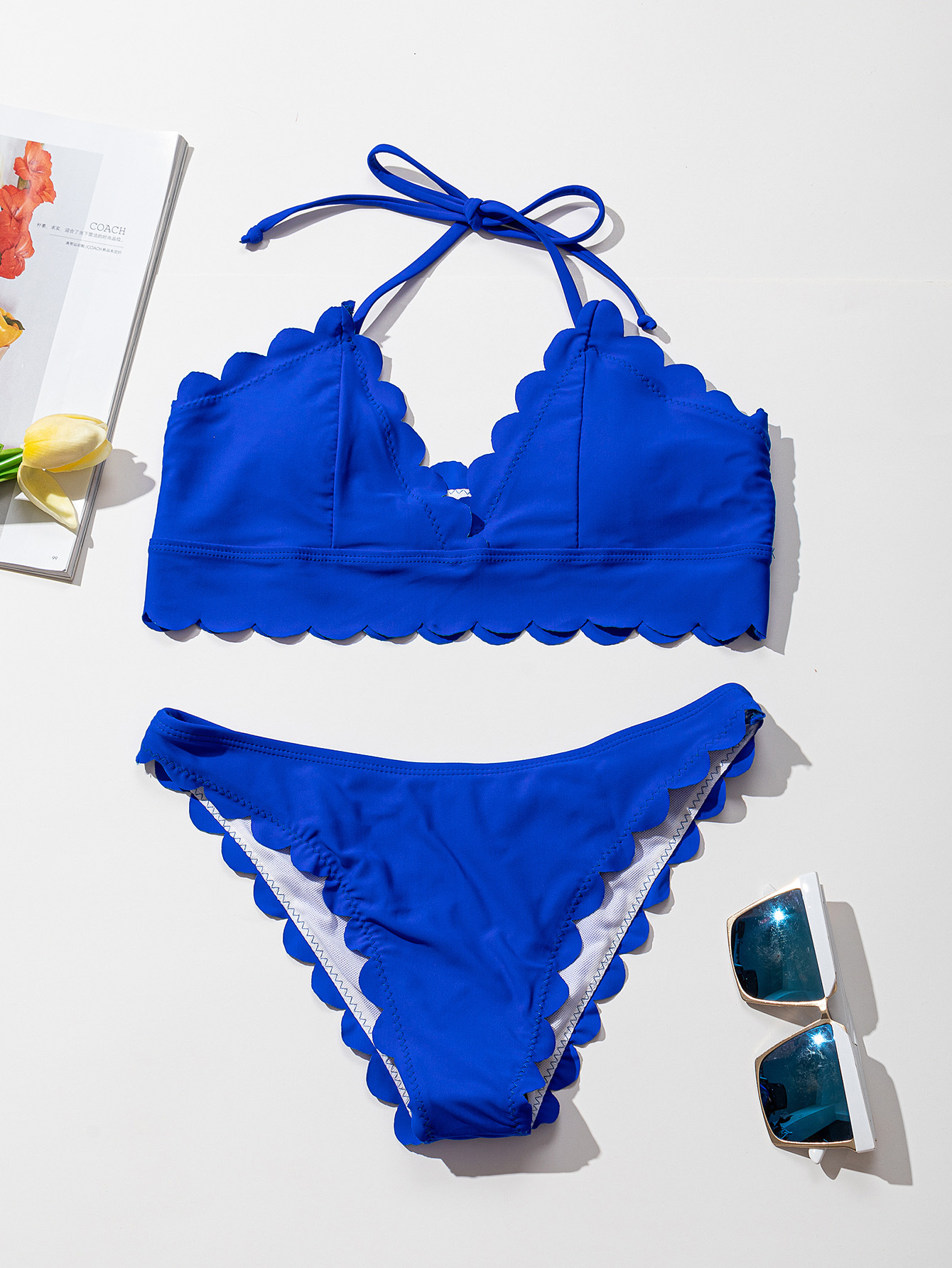 Two-piece swimsuit laser cutting flower swimsuit European and American fashion bikini