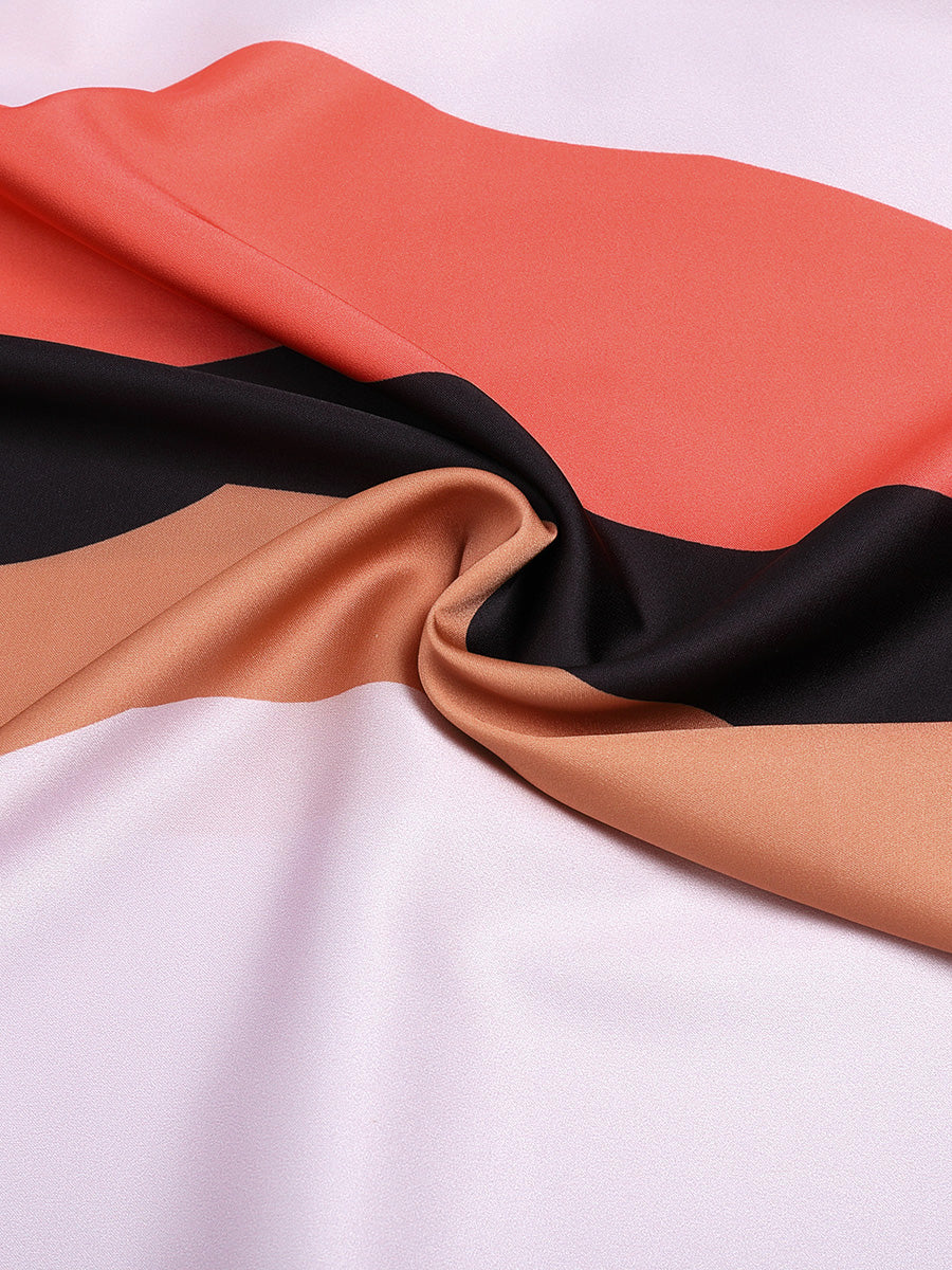 Geometric Print Off-Shoulder Long Dress Two-Piece Set