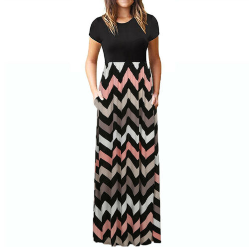 Vintage Floral Print Boho Dresses Women's Long Maxi Dress Party Beach Summer Dress Vestidos Short Sleeve Split Dress