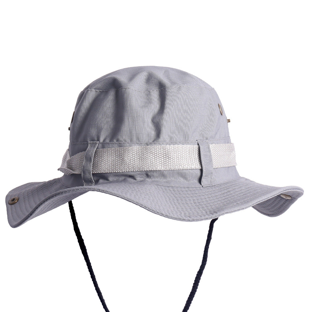 summer Men Bucket Hat outdoor sport Hunting Hiking Fishing Sun Protector Fisherman Cap Retro solid color Panama Bucket Hat sun hat Mountaineering hat