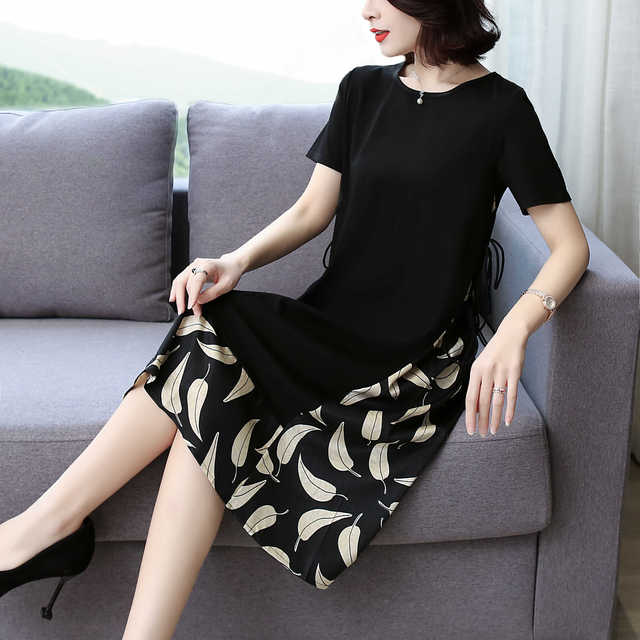 فستان نسائي أنيق جديد موديل 2023 بخياطة من الشيفون فستان نسائي صيفي غير رسمي برقبة دائرية 5*3 