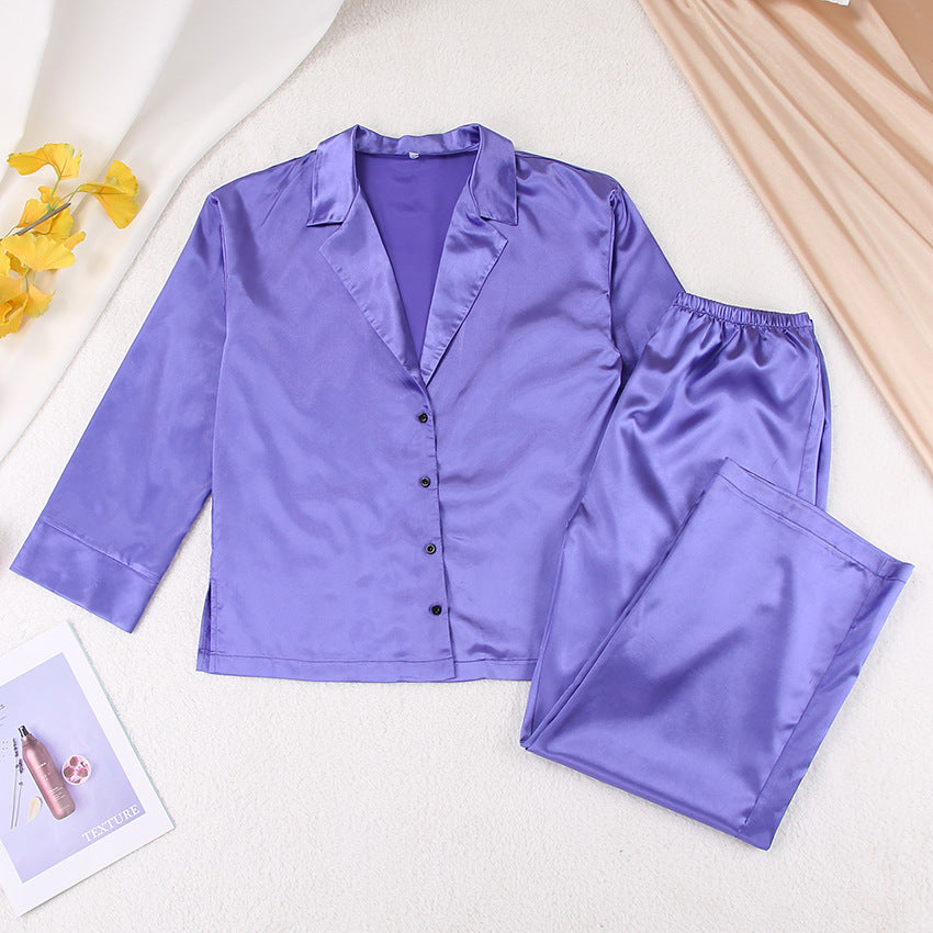 Spring and summer black thin section women's home  silk pajamas women's winter foreign trade ice silk  European and American  can be