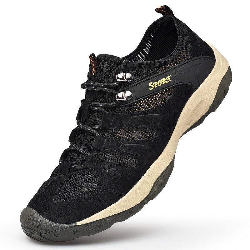 Casual shoes summer 2022 plus size men's shoes running outdoor mesh breathable hollow hiking shoes soft bottom hiking shoes