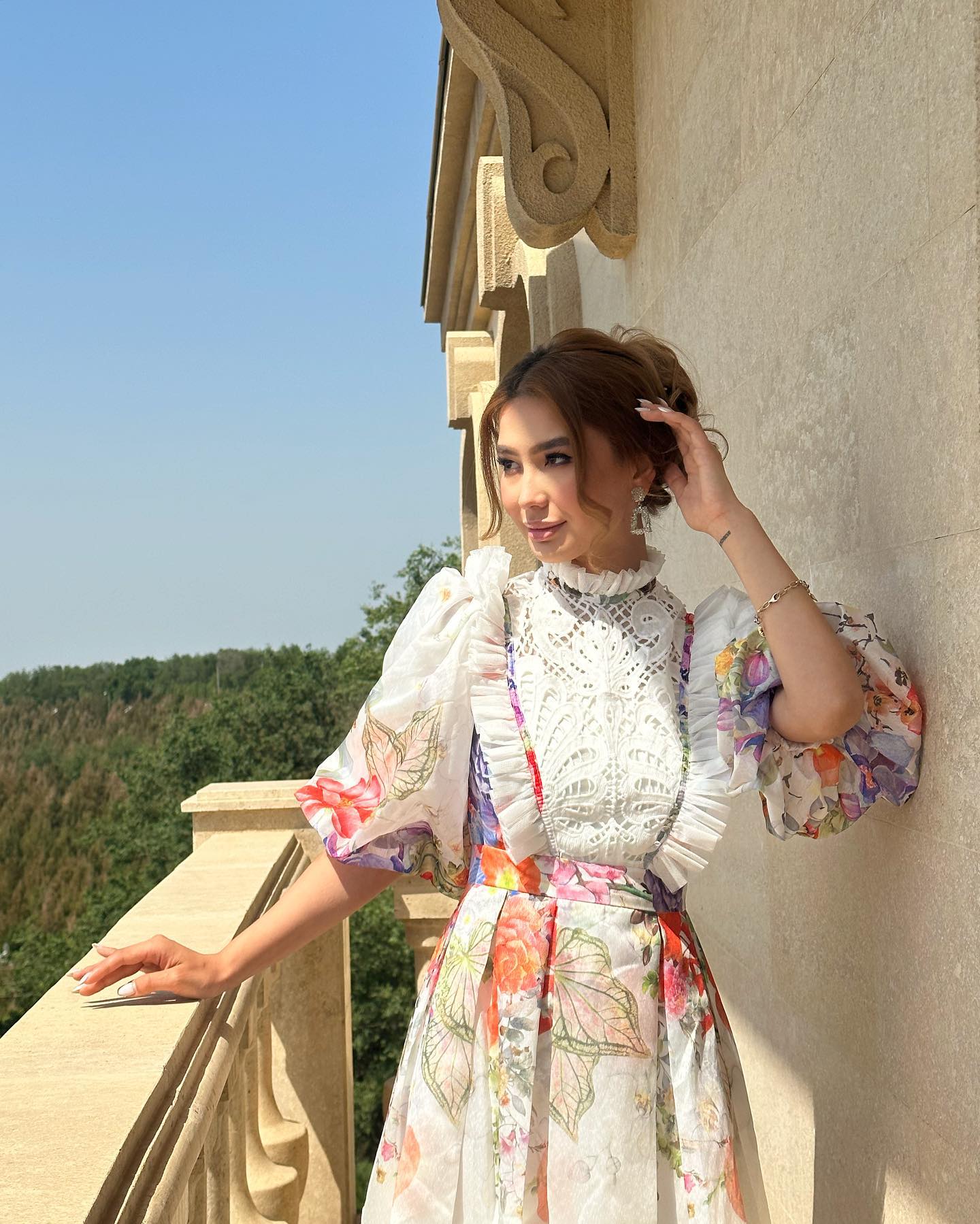 Cutout Lace Panel Pleated Dress