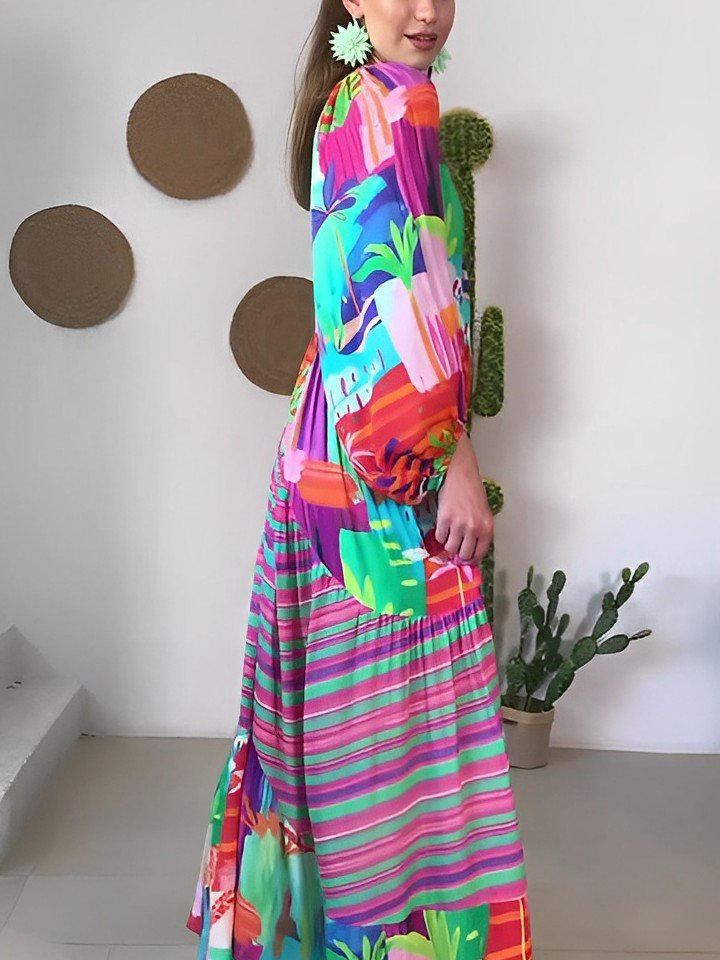 فستان قطن ملون 