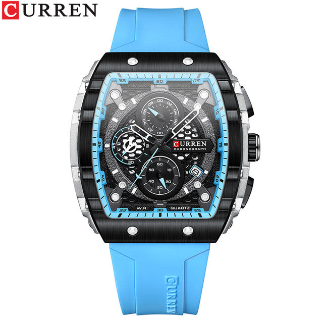 Man WristWatch Waterproof Chronograph Date Men Watch Military Top   Silicone  Sport Male Clock 8442