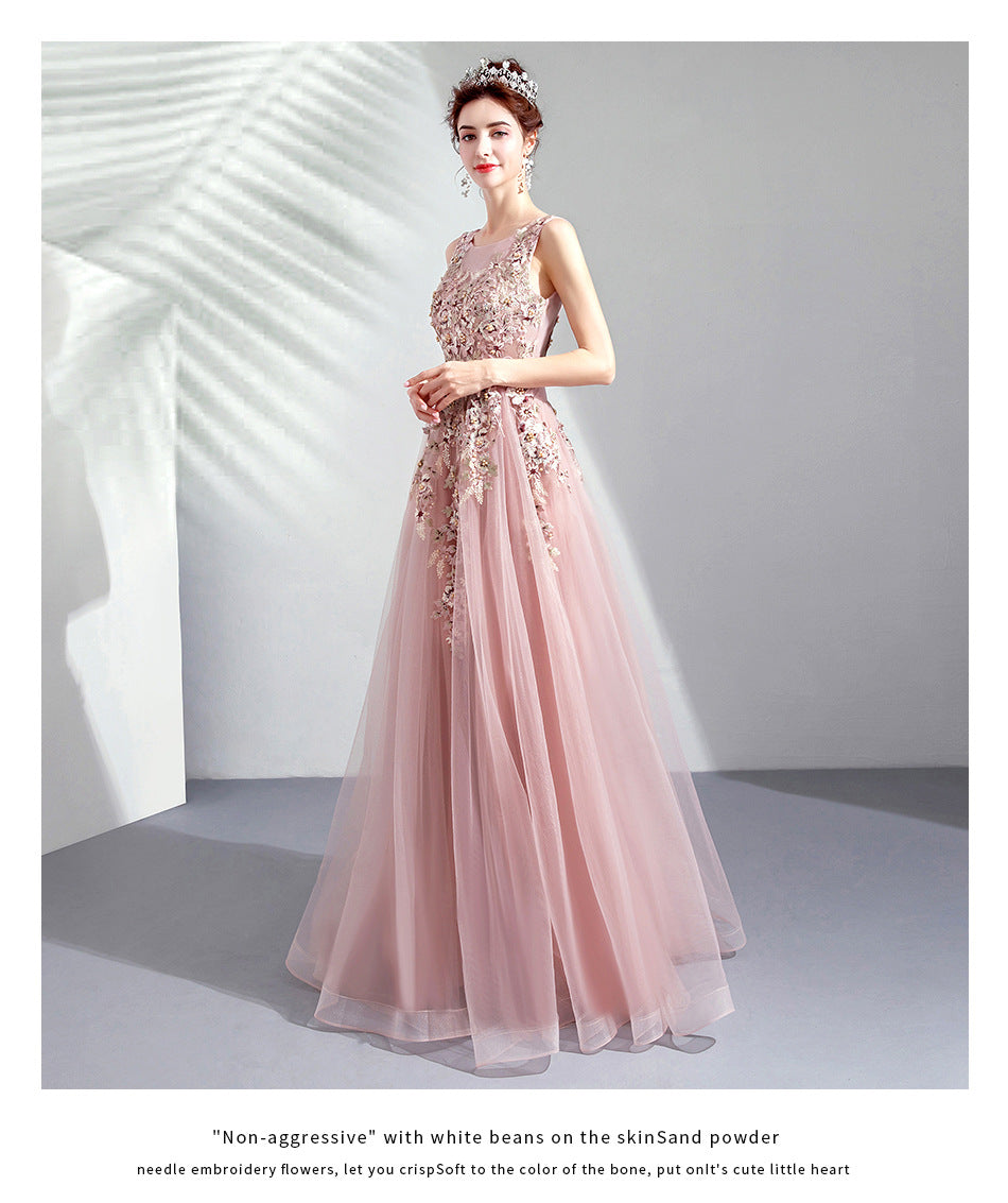 Best-selling new soft pink bride wedding toast dress dinner annual meeting performance dress 2021 summer tulle bridesmaid wedding dress