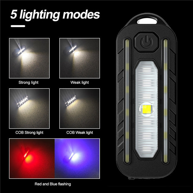 Type C Rechargeable Bike Tail Light LED Portable Flashlight Waterproof Emergency Torch Flashlight Cycling Running Cycling Hiking