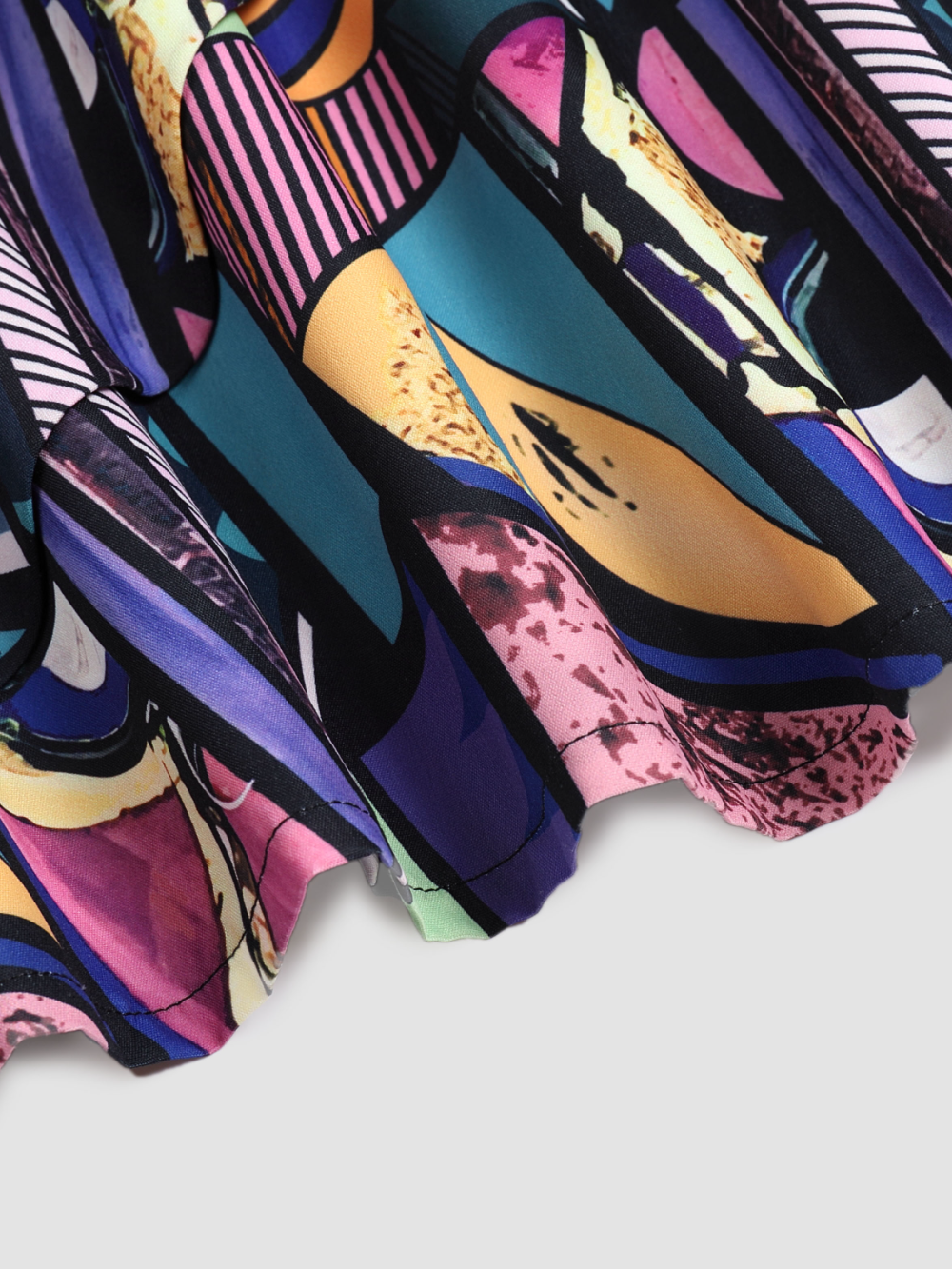 Multicolored Geometric Print Sleeveless Dress