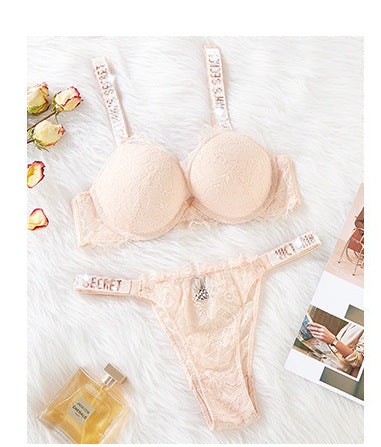 Gathering Girls Underwear Adjustable Lace Hot Diamond Bra Underwear Set