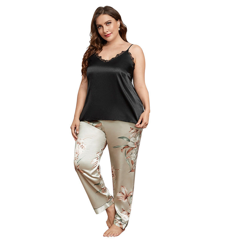 European and American new home service suit lapel long-sleeved cardigan shirt polka dot trousers pajamas two-piece